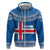 Iceland Flag Hoodie with Icelandic Crest and Traditional Nordic Knit Pattern Design