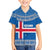 Iceland Flag Kid Hawaiian Shirt with Icelandic Crest and Traditional Nordic Knit Pattern Design