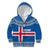Iceland Flag Kid Hoodie with Icelandic Crest and Traditional Nordic Knit Pattern Design
