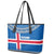Iceland Flag Leather Tote Bag with Icelandic Crest and Traditional Nordic Knit Pattern Design
