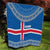 Iceland Flag Quilt with Icelandic Crest and Traditional Nordic Knit Pattern Design