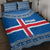 Iceland Flag Quilt Bed Set with Icelandic Crest and Traditional Nordic Knit Pattern Design