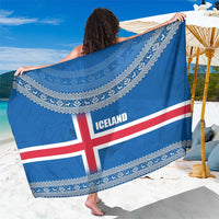 Iceland Flag Sarong with Icelandic Crest and Traditional Nordic Knit Pattern Design