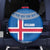 Iceland Flag Spare Tire Cover with Icelandic Crest and Traditional Nordic Knit Pattern Design