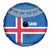 Iceland Flag Spare Tire Cover with Icelandic Crest and Traditional Nordic Knit Pattern Design