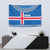 Iceland Flag Tapestry with Icelandic Crest and Traditional Nordic Knit Pattern Design