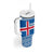 Iceland Flag Tumbler With Handle with Icelandic Crest and Traditional Nordic Knit Pattern Design