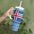 Iceland Flag Tumbler With Handle with Icelandic Crest and Traditional Nordic Knit Pattern Design