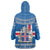 Iceland Flag Wearable Blanket Hoodie with Icelandic Crest and Traditional Nordic Knit Pattern Design