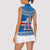 Iceland Flag Women Sleeveless Polo Shirt with Icelandic Crest and Traditional Nordic Knit Pattern Design