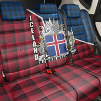 Iceland Crest Back Car Seat Cover with Viking Dragon and Icelandic Flag Plaid Pattern - Wonder Print Shop