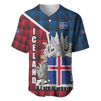 Iceland Crest Baseball Jersey with Viking Dragon and Icelandic Flag Plaid Pattern - Wonder Print Shop