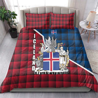Iceland Crest Bedding Set with Viking Dragon and Icelandic Flag Plaid Pattern - Wonder Print Shop