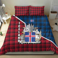 Iceland Crest Bedding Set with Viking Dragon and Icelandic Flag Plaid Pattern - Wonder Print Shop