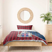 Iceland Crest Bedding Set with Viking Dragon and Icelandic Flag Plaid Pattern - Wonder Print Shop