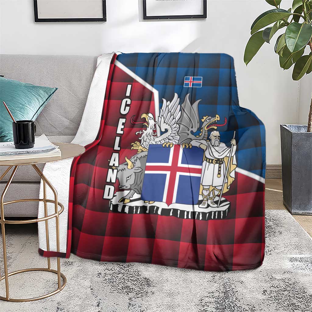 Iceland Crest Blanket with Viking Dragon and Icelandic Flag Plaid Pattern - Wonder Print Shop