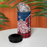 Iceland Crest 4 in 1 Can Cooler Tumbler with Viking Dragon and Icelandic Flag Plaid Pattern - Wonder Print Shop
