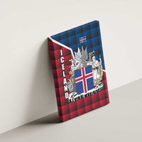 Iceland Crest Canvas Wall Art with Viking Dragon and Icelandic Flag Plaid Pattern - Wonder Print Shop