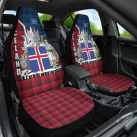 Iceland Crest Car Seat Cover with Viking Dragon and Icelandic Flag Plaid Pattern - Wonder Print Shop