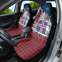 Iceland Crest Car Seat Cover with Viking Dragon and Icelandic Flag Plaid Pattern - Wonder Print Shop