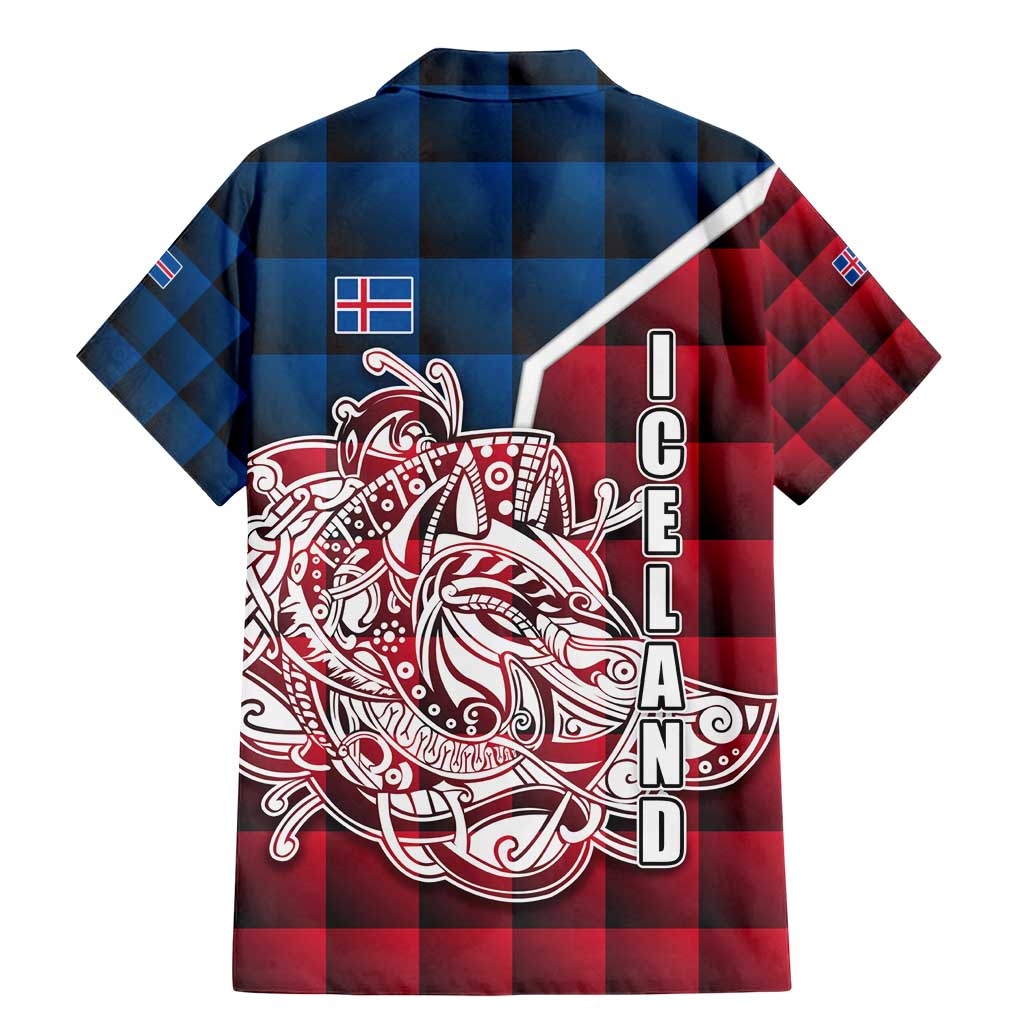 Iceland Crest Family Matching Mermaid Dress and Hawaiian Shirt with Viking Dragon and Icelandic Flag Plaid Pattern - Wonder Print Shop