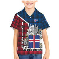Iceland Crest Family Matching Mermaid Dress and Hawaiian Shirt with Viking Dragon and Icelandic Flag Plaid Pattern - Wonder Print Shop
