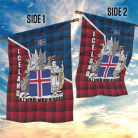 Iceland Crest Garden Flag with Viking Dragon and Icelandic Flag Plaid Pattern - Wonder Print Shop