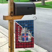 Iceland Crest Garden Flag with Viking Dragon and Icelandic Flag Plaid Pattern - Wonder Print Shop