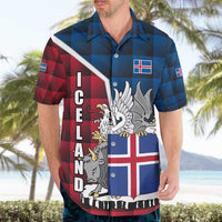 Iceland Crest Hawaiian Shirt with Viking Dragon and Icelandic Flag Plaid Pattern - Wonder Print Shop