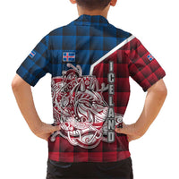 Iceland Crest Hawaiian Shirt with Viking Dragon and Icelandic Flag Plaid Pattern - Wonder Print Shop
