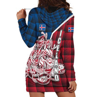 Iceland Crest Hoodie Dress with Viking Dragon and Icelandic Flag Plaid Pattern - Wonder Print Shop