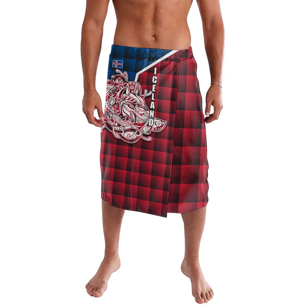 Iceland Crest Lavalava with Viking Dragon and Icelandic Flag Plaid Pattern - Wonder Print Shop