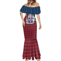 Iceland Crest Mermaid Dress with Viking Dragon and Icelandic Flag Plaid Pattern - Wonder Print Shop