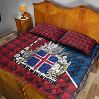 Iceland Crest Quilt Bed Set with Viking Dragon and Icelandic Flag Plaid Pattern - Wonder Print Shop