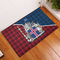 Iceland Crest Rubber Doormat with Viking Dragon and Icelandic Flag Plaid Pattern - Wonder Print Shop