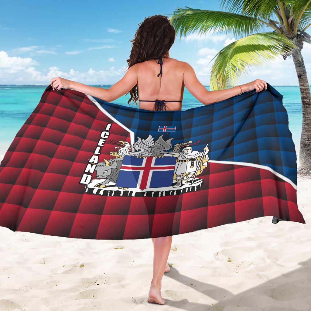Iceland Crest Sarong with Viking Dragon and Icelandic Flag Plaid Pattern - Wonder Print Shop