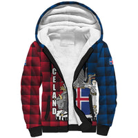 Iceland Crest Sherpa Hoodie with Viking Dragon and Icelandic Flag Plaid Pattern - Wonder Print Shop