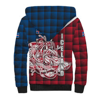 Iceland Crest Sherpa Hoodie with Viking Dragon and Icelandic Flag Plaid Pattern - Wonder Print Shop