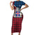 Iceland Crest Short Sleeve Bodycon Dress with Viking Dragon and Icelandic Flag Plaid Pattern - Wonder Print Shop