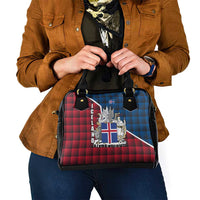 Iceland Crest Shoulder Handbag with Viking Dragon and Icelandic Flag Plaid Pattern - Wonder Print Shop