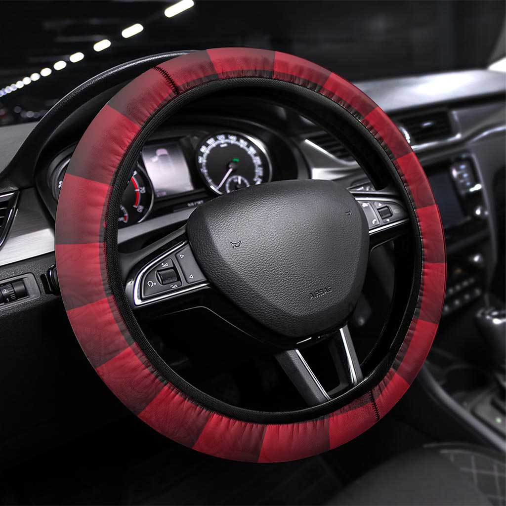 Iceland Crest Steering Wheel Cover with Viking Dragon and Icelandic Flag Plaid Pattern - Wonder Print Shop