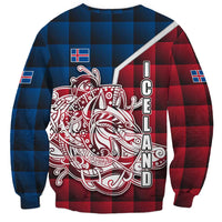 Iceland Crest Sweatshirt with Viking Dragon and Icelandic Flag Plaid Pattern - Wonder Print Shop