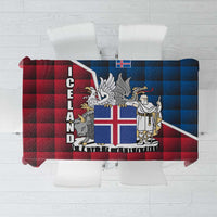 Iceland Crest Tablecloth with Viking Dragon and Icelandic Flag Plaid Pattern - Wonder Print Shop
