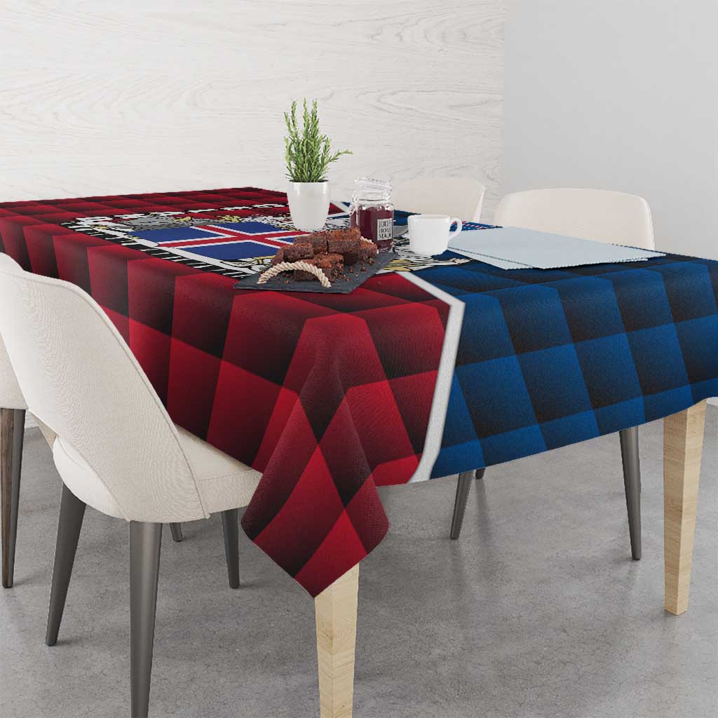 Iceland Crest Tablecloth with Viking Dragon and Icelandic Flag Plaid Pattern - Wonder Print Shop