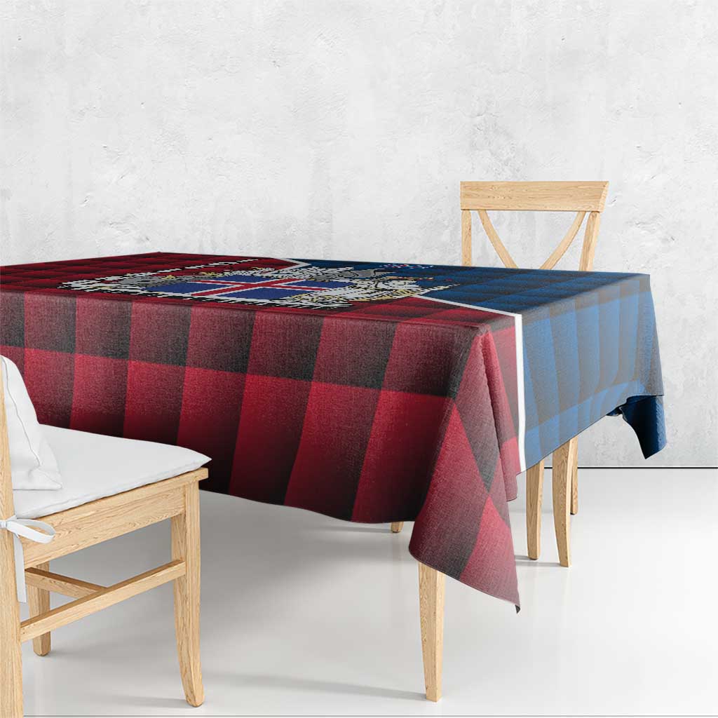 Iceland Crest Tablecloth with Viking Dragon and Icelandic Flag Plaid Pattern - Wonder Print Shop