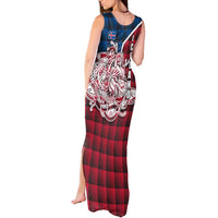 Iceland Crest Tank Maxi Dress with Viking Dragon and Icelandic Flag Plaid Pattern - Wonder Print Shop