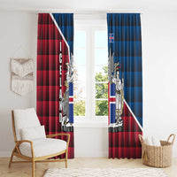 Iceland Crest Window Curtain with Viking Dragon and Icelandic Flag Plaid Pattern - Wonder Print Shop