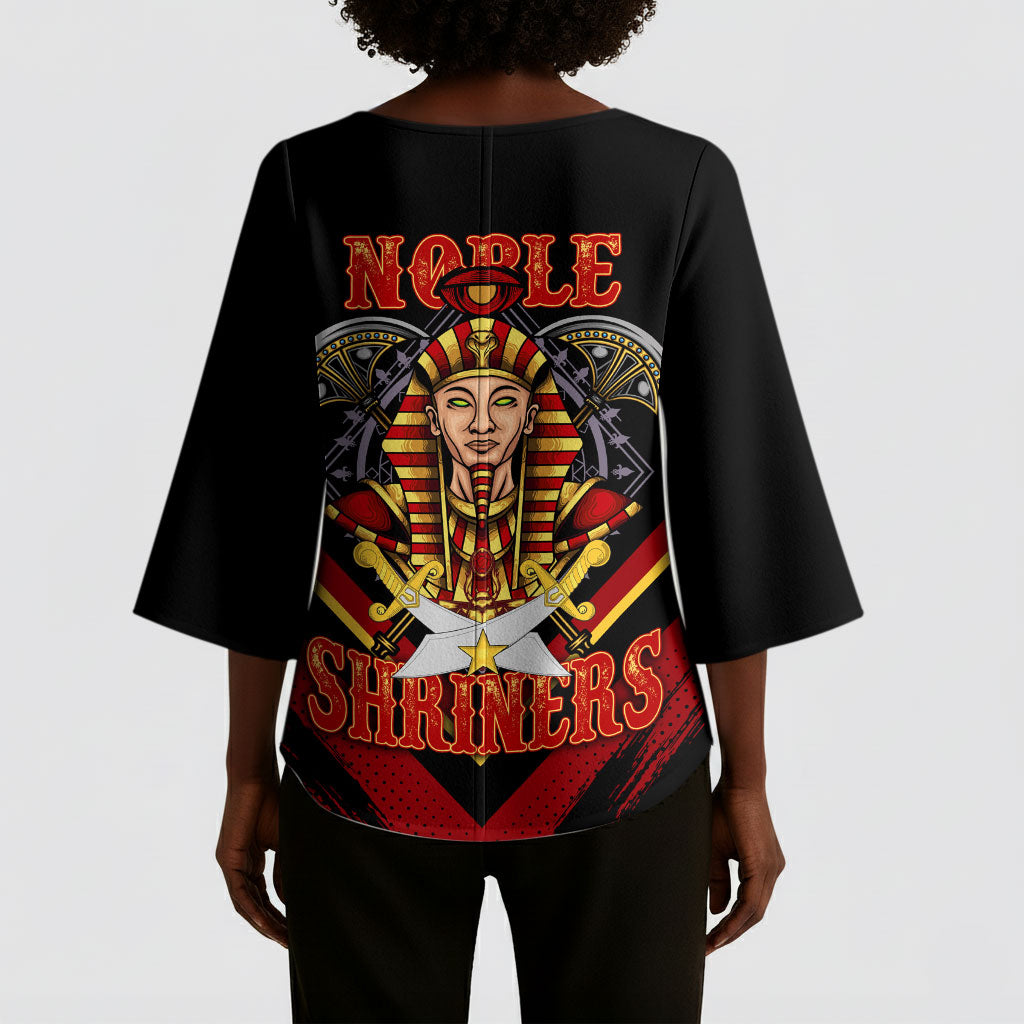 Noble Shriners Kimono Sleeve Blouse Masonic Egyptian Pharaoh Scimitar Emblem