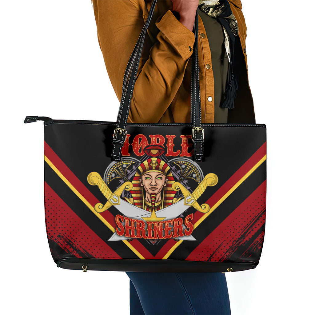 Noble Shriners Leather Tote Bag Masonic Egyptian Pharaoh Scimitar Emblem