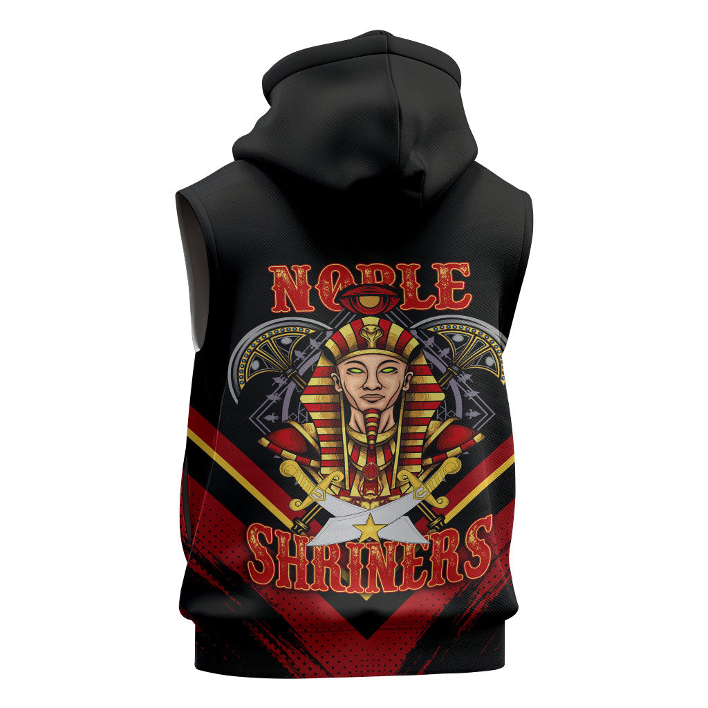 Noble Shriners Sleeveless Zip Hoodie Masonic Egyptian Pharaoh Scimitar Emblem